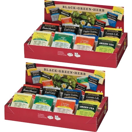 BIGELOW Tea Tray Packs, 8 Assorted Teas, 128/BD PK BTC10568BD